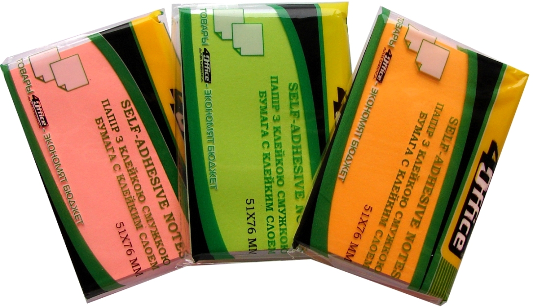 Паперовий блок для нотаток 4OFFICE (4-422-22N), 51х76мм, неонові кольори, 80шт